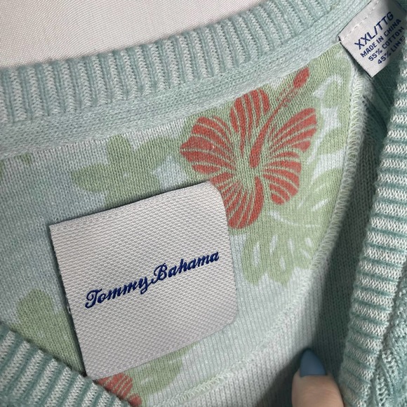 Tommy Bahama Light Green Sweater Cotton and Linen Size XXL - Picture 2 of 4